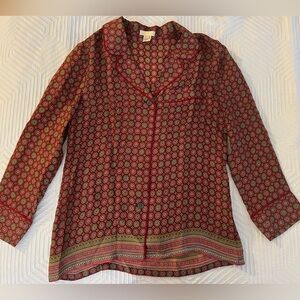 J. Crew Silk Collection Blouse - Colorful Paisley Collared Button-Up, Size 00